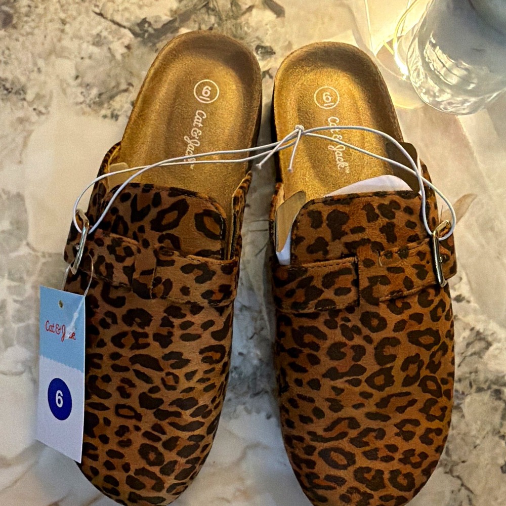 Cat & Jack Leopard Animal Print Buckle Slip-On Sandals - Big Kids 6